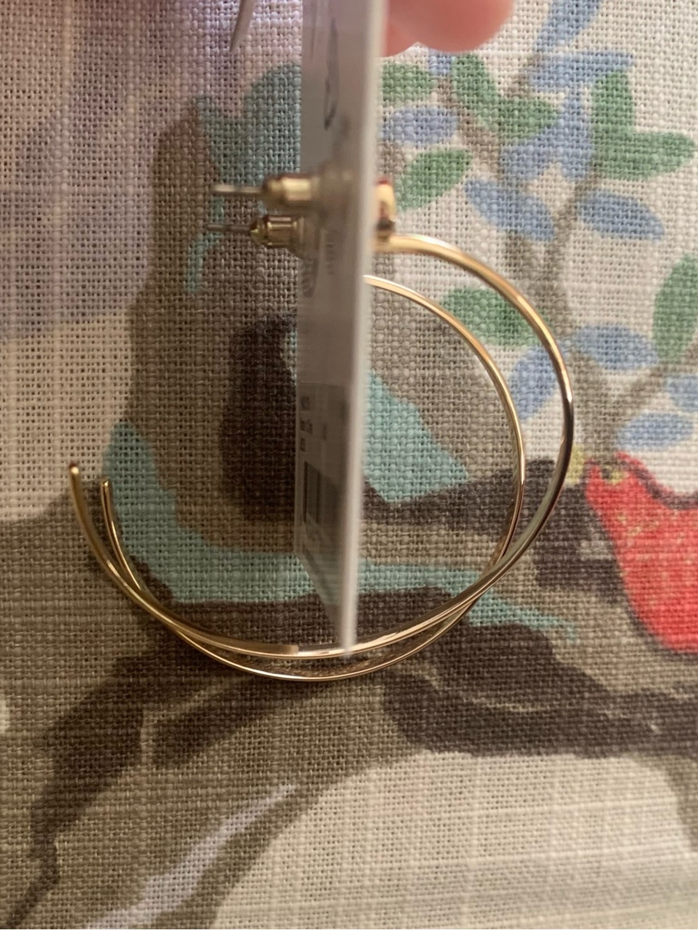 Lauren Ralph Lauren Gold Hoop Earrings with CZ Studs NWT - Picture 3 of 3